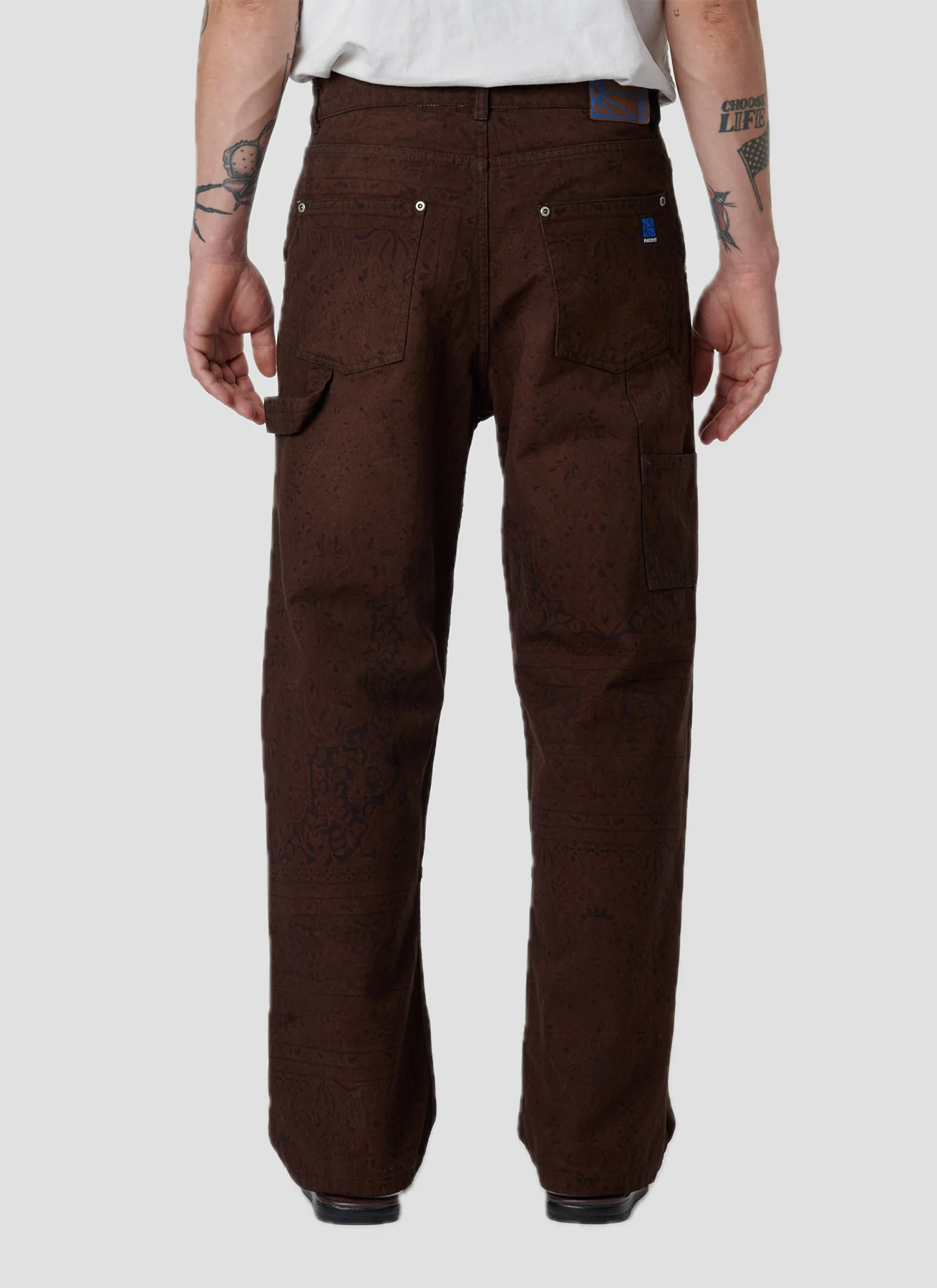 RASSVET SUN DYED ALLOVER PRINTED DENIM PANT