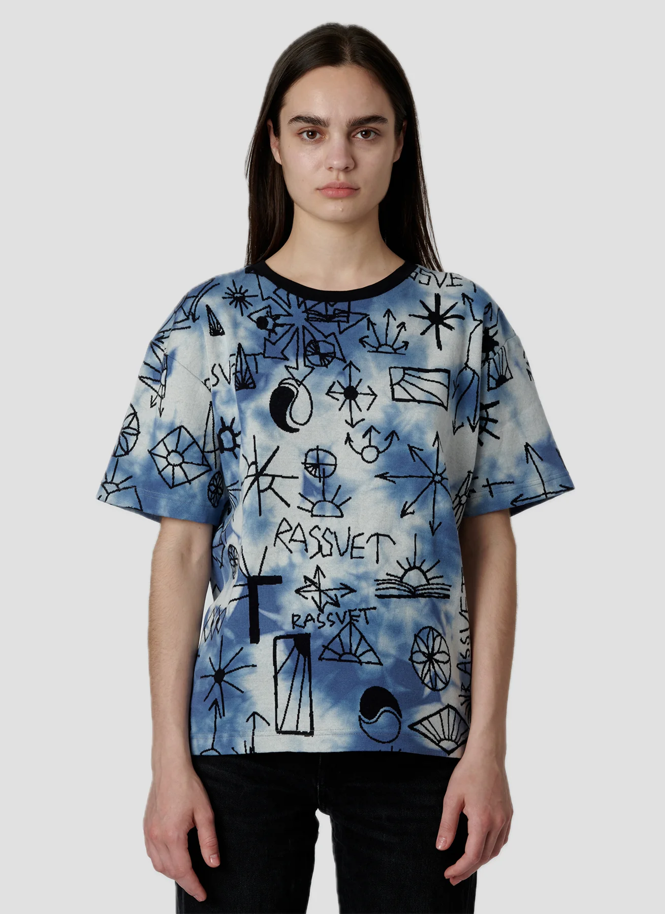 RASSVET SCRIBBLE JACQUARD TIE DYE TEE