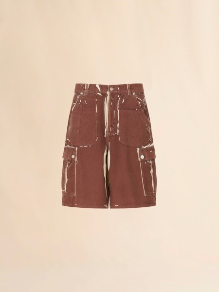 MARNI SCREEN-PRINTED DENIM CARGO SHORTS