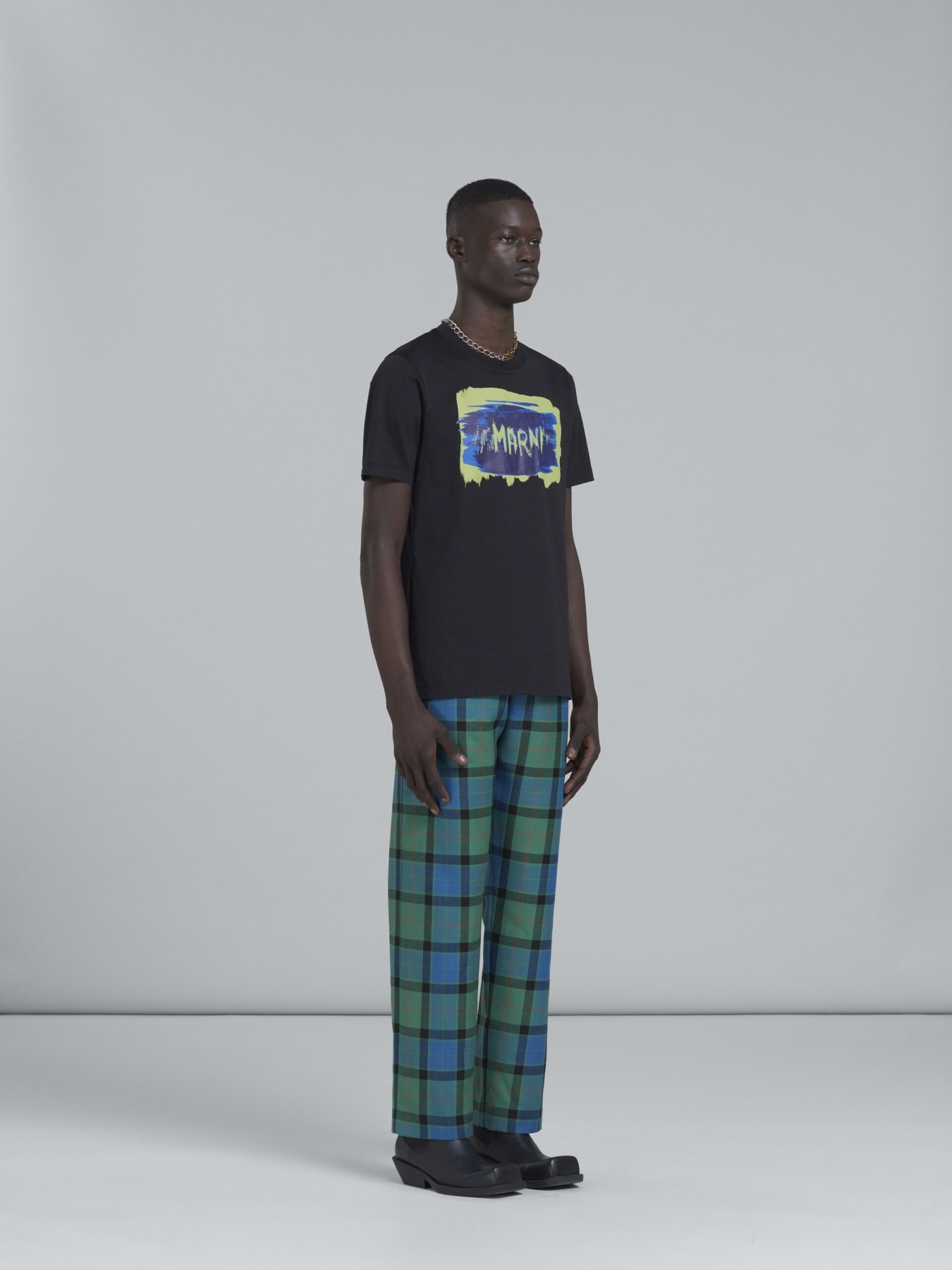 MARNI MULTICOLOR TARTAN WOOL PANTS
