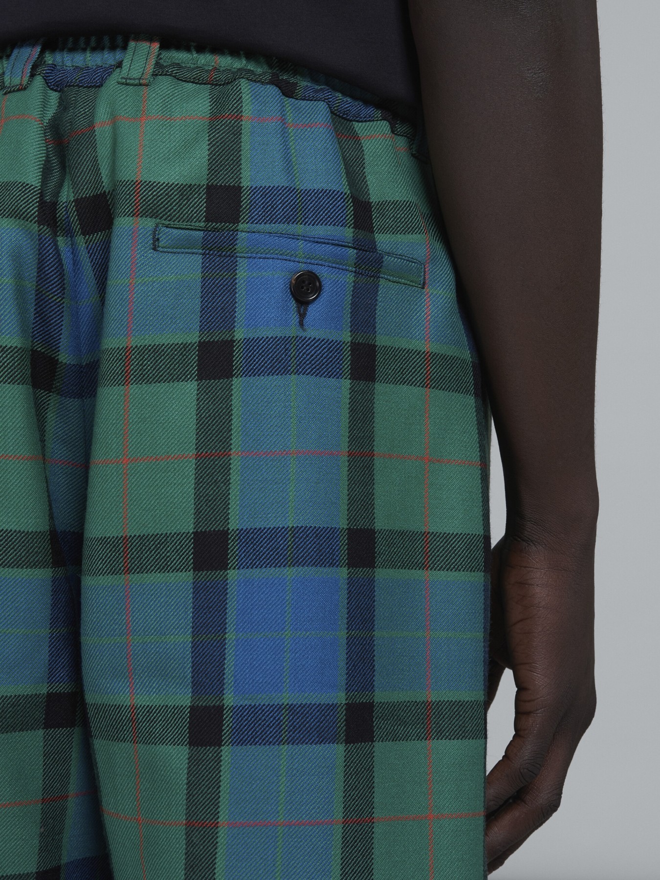 MARNI MULTICOLOR TARTAN WOOL PANTS