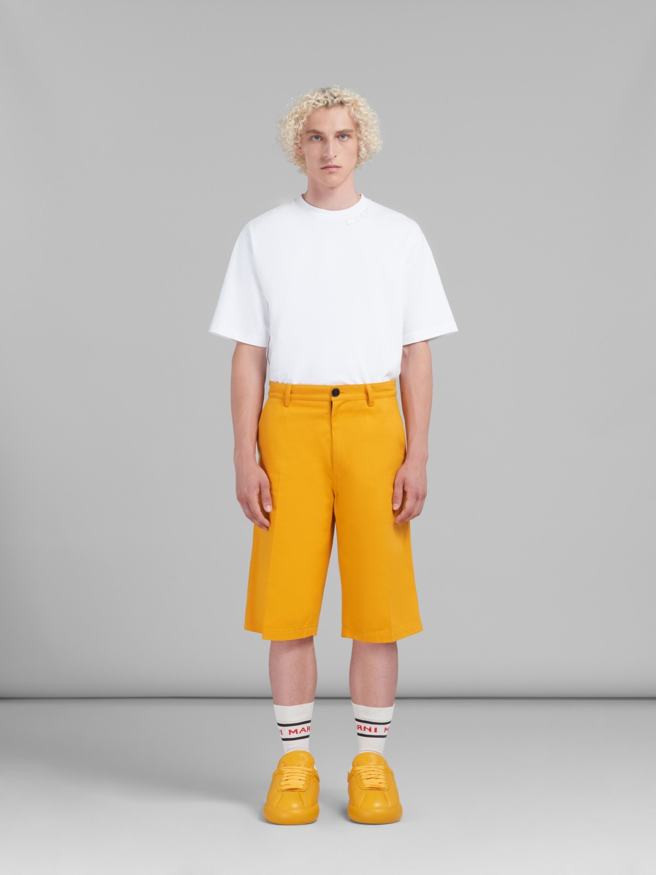 MARNI ORANGE GABARDINE BERMUDA SHORTS