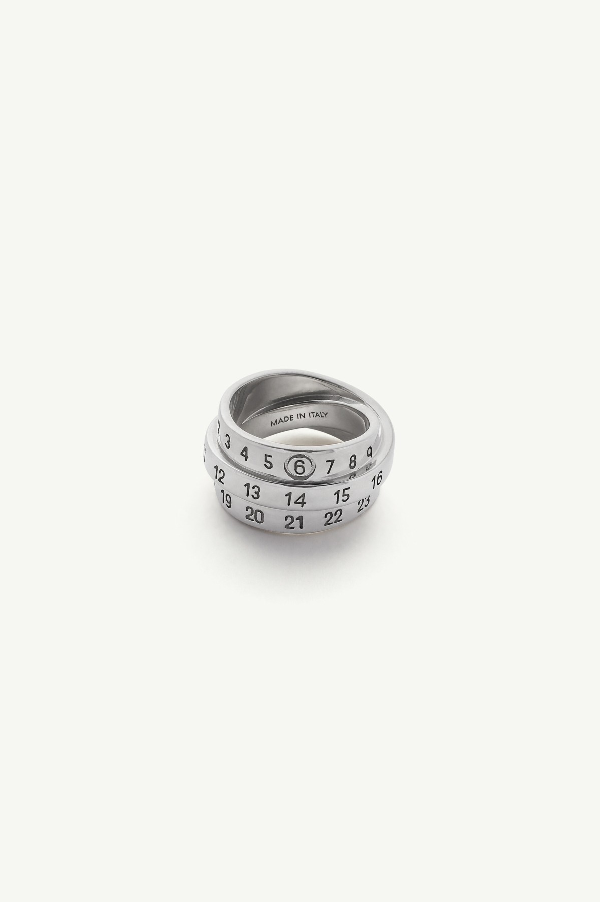MM6 TRIPLE LOGO NUMERIC SIGNATURE RING