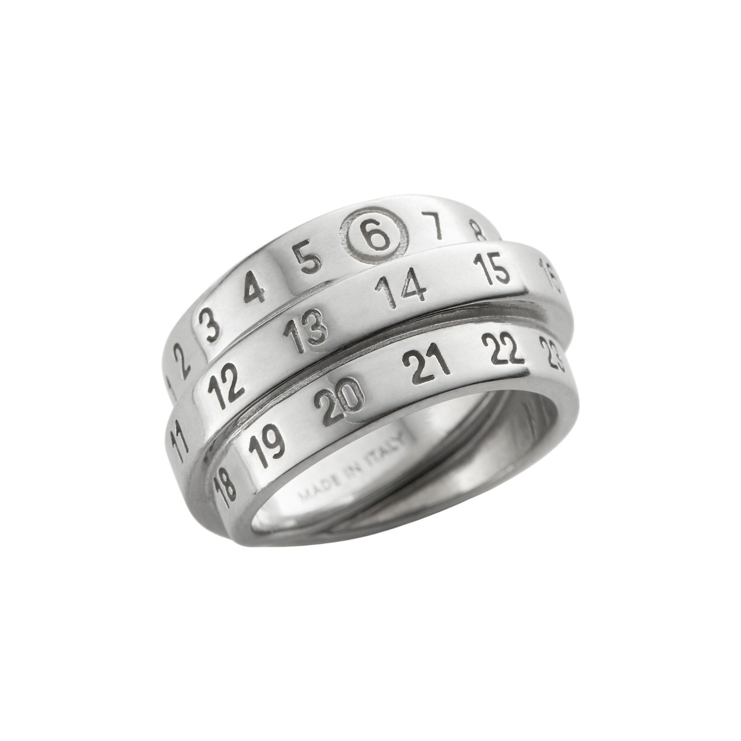 MM6 TRIPLE LOGO NUMERIC SIGNATURE RING