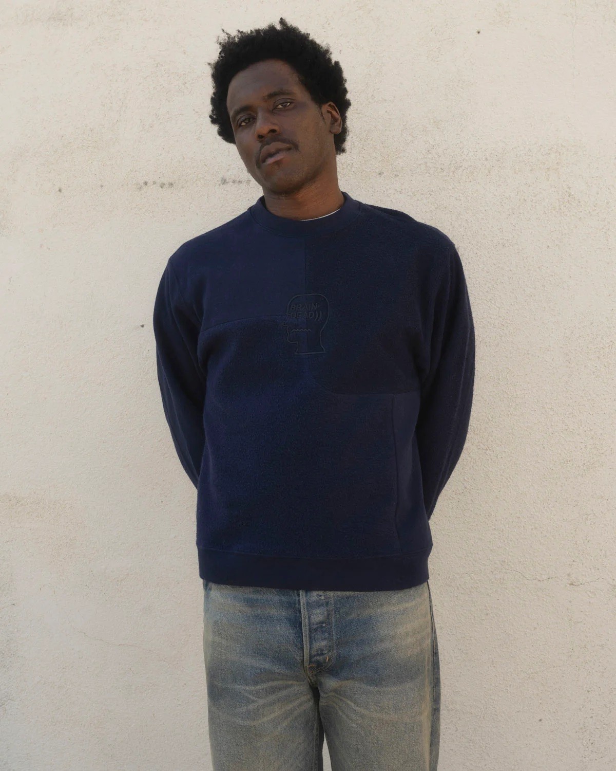 BRAIN DEAD PANELED LONG SLEEVE CREWNECK