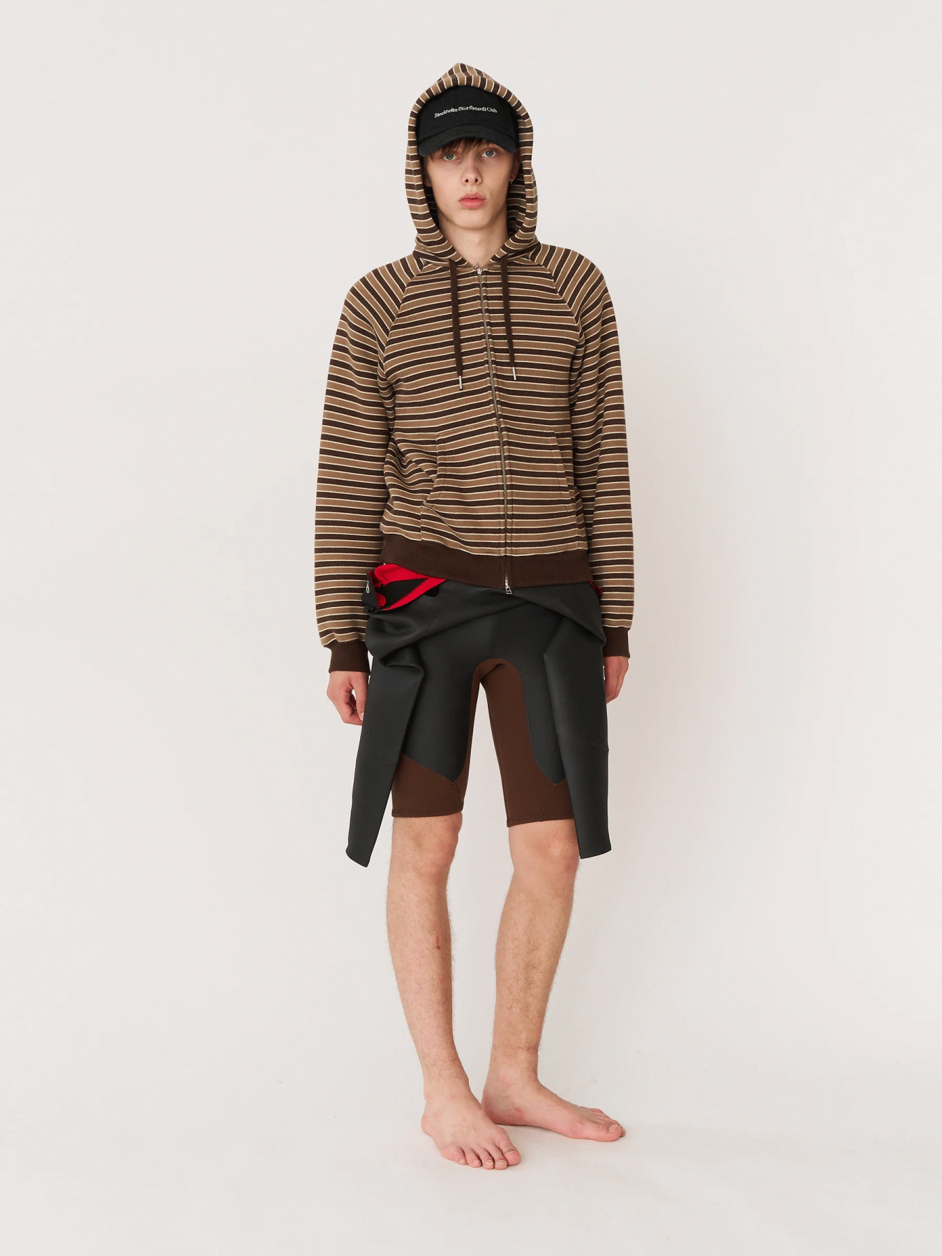 STOCKHOLM SURFBORD CLUB STRIPED ZIP HOODIE